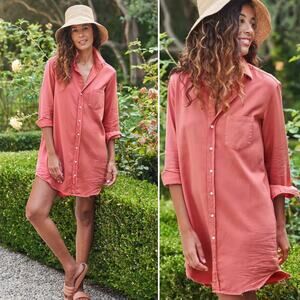 Frank & Eileen Mary Shirtdress Button Down Famous Denim Mini Distressed Size L